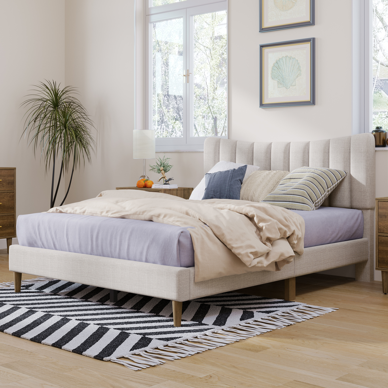 With Headboard Cream Color