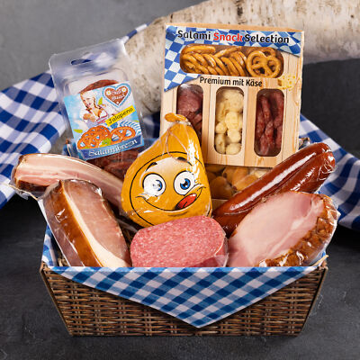 Wurstbaron® Geschenkbox Bayern, Geschenkkorb, Wurstgeschenk Salami & Schinken