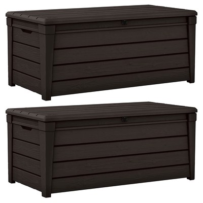 Keter 2 Pack Storage Bench, Weatherproof Resin Outdoor Backyard 120 Gallon De...