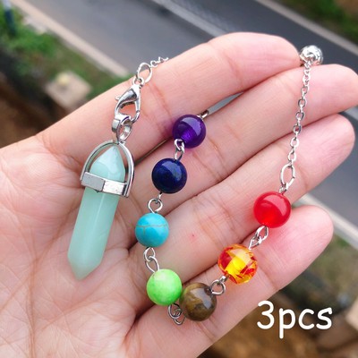 3pcs Aventurine Gemstone 7 Chakra Pendulum Reiki Healing Amulet