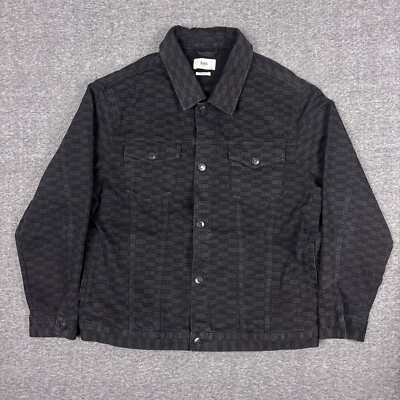 KITH Black Denim Jacket Mens XXL Classic Logo Monogram All Over Biker Trucker