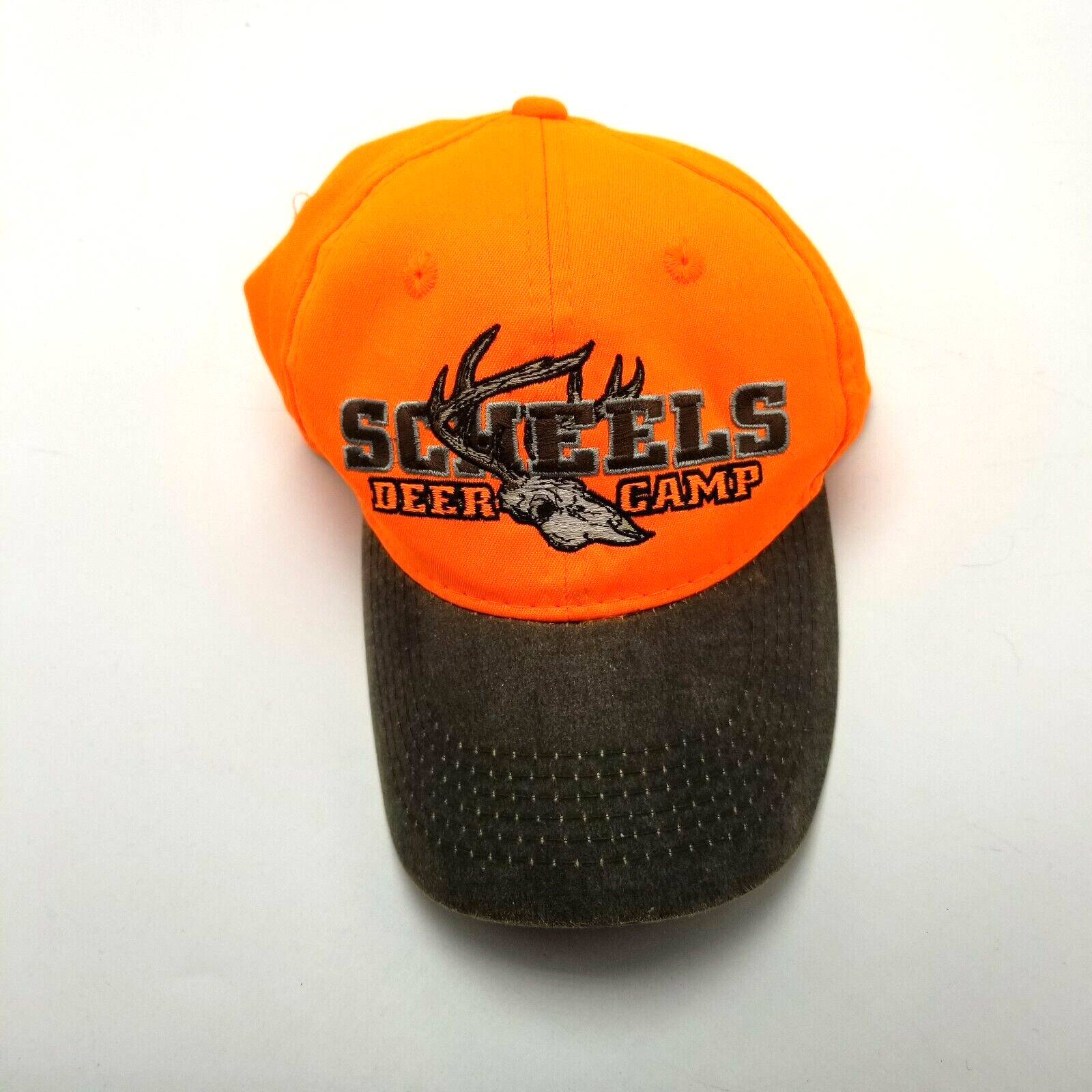 Scheels Deer Camp Hunting Hat Cap Orange Adult Used Strapback O2D