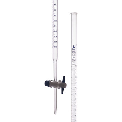 Burette 25mL - PTFE Key Stopcock - Class A - Blue 0.1mL Grad. - Eisco Labs