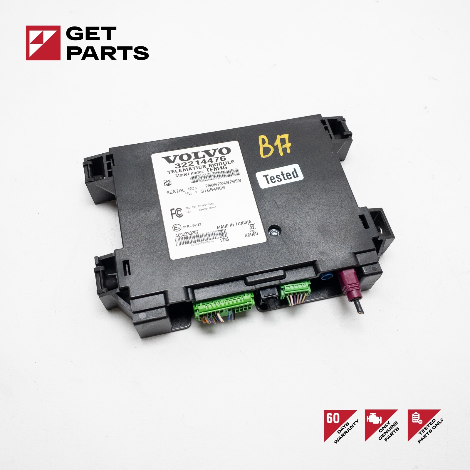 17-18 Volvo S60 Bluetooth Telematics Module 31654860 17-18 Volvo S60 Bluetooth Telematics Module 31654860