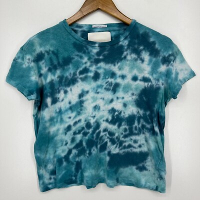 Mother Superior T-Shirt Women's XS Blue Tie Dye Short Sleeve Cotton Linen Blend