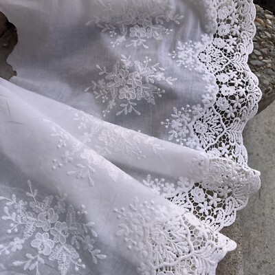 Cotton Lace trim 14 inches (35cm) wide for Embroidered Bridal Crochet Fabric