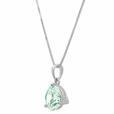 Pre-owned Pucci 2ct Round Blue Moissanite Martini Solitaire Pendant Necklace 16 14k White Gold