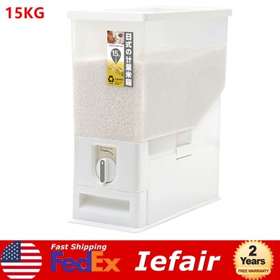 15Kg Large Capacity Rice Dispenser Plastic Rice Storage Container Storage Box US