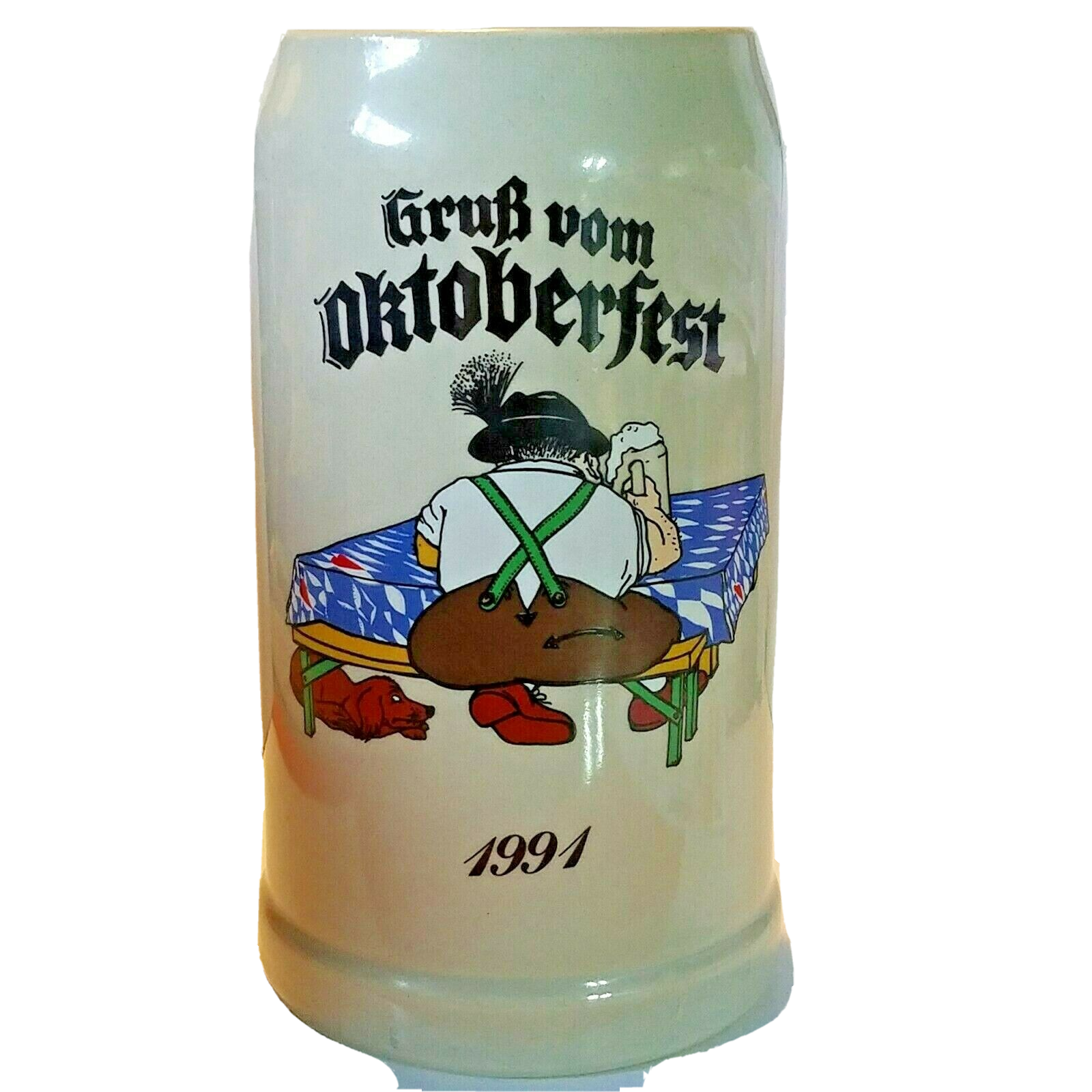 1991 Grub vom Oktoberfest 1 Liter K.S. Beer Stein Mug 7 5/8