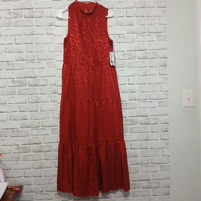 Donna Ricco Maxi Dress NWT Red Leopard Print Size 6