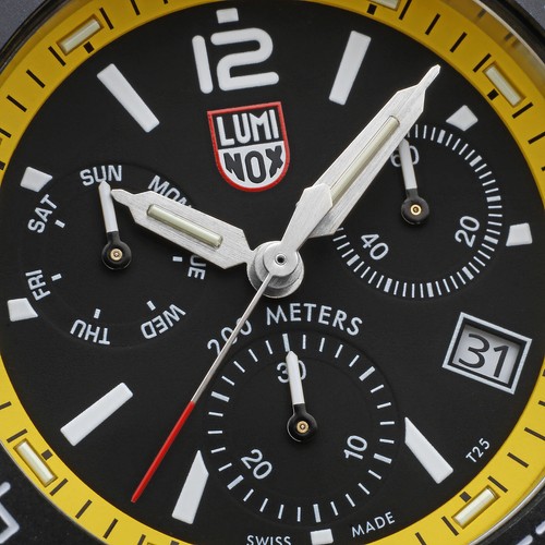 Pre-owned Luminox Xs.3145 Acific Diver Chronograph 44mm Yellow Rubber Strap Diver Watch