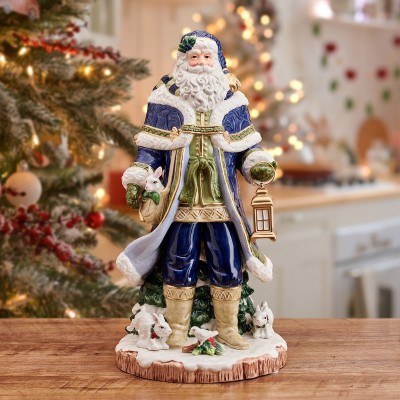 Fitz and Floyd Telluride Grand Santa Figurine, 19 inch, Blue or
