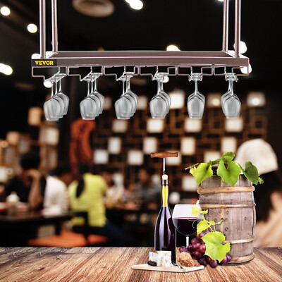 VEVOR Ceiling-Mounted Bar Wine Rack Wine Glass Hanging Rack 23.6x13.8in Coppery
