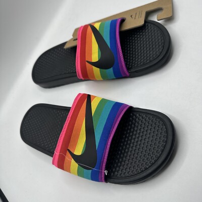 Nike Benassi JDI BETRUE Slides Rainbow Multi Color Size 14 LBGTQ CD2717-001
