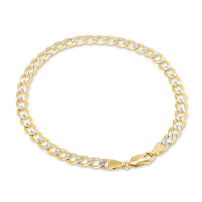 Pre-owned Nuragold 10k Yellow Gold Mens 5.5mm Diamond Cut White Pave Cuban Curb Chain Bracelet 8.5"