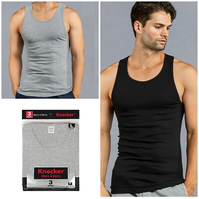 6 Packs Men 100% Cotton Ribbed Tanktop A-Shirt Wife Beater Undershirt Lot