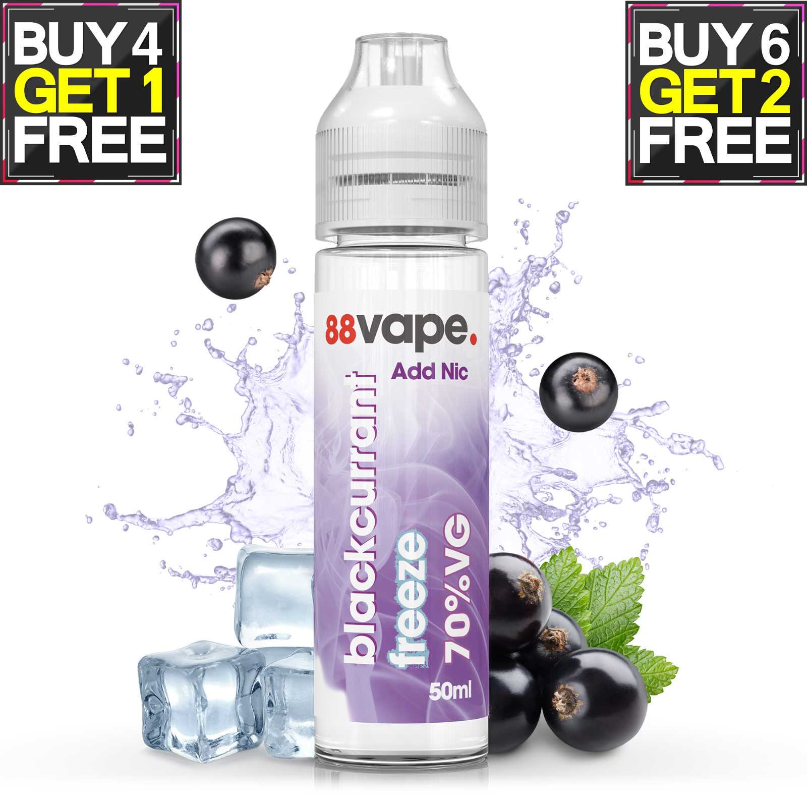 88 Vape E Liquid Juice 50ml Vape Refill 75VG/25PG Nicotine Free Shortfill  0mg
