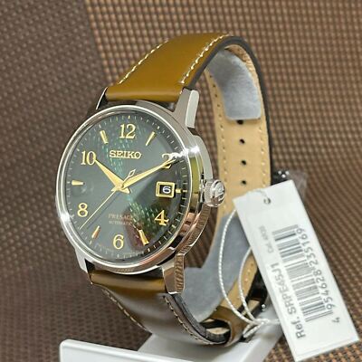 Pre-owned Seiko Presage Srpe45j1 Cocktail Mojito Green Automatic Brown Leather Men's Watch