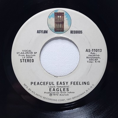 Eagles  45 Record Peaceful Easy Feeling / Trying on Asylum VG+ Rock
