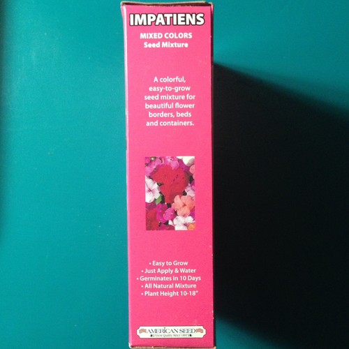 Impatiens Mixed Colors Seed Mixture 2oz each 25sq ft by American Seed 2 boxes