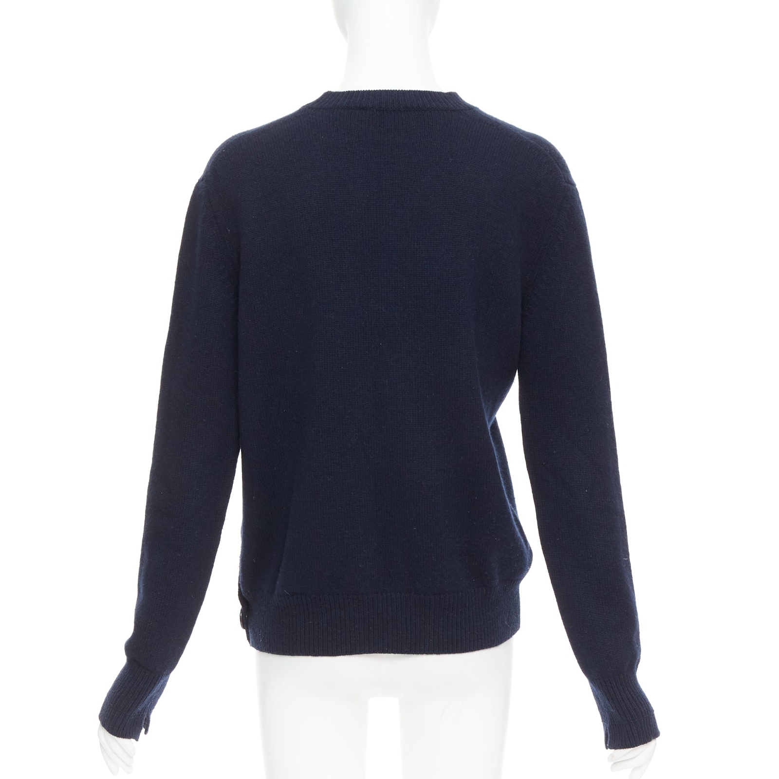 OLD CELINE Phoebe Philo navy wool blend button side sweater
