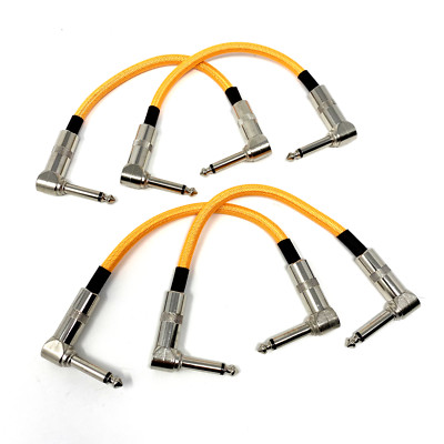 Strukture Set of Four (4) Electric Sunset Neon Orange Woven 6'' Patch Cables,