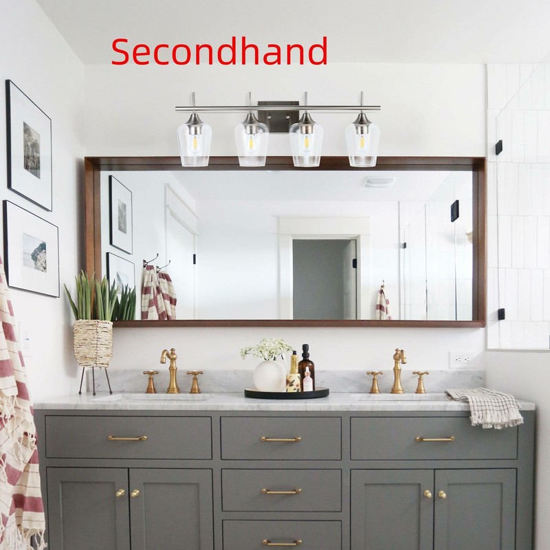 Secondhand Four-Light Wall Sconce Vanity Lights with Glass S