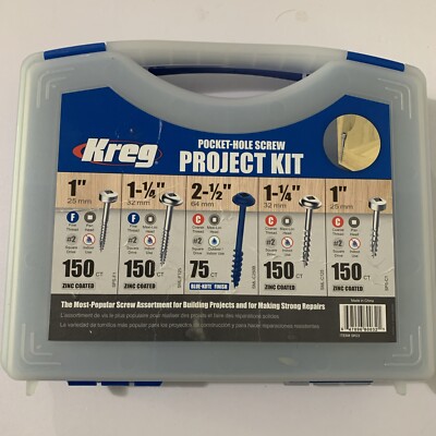 KREG Self Tapping Pocket-Hole  Screw Kit SKO3 675 screws 5 Types of Screws T6