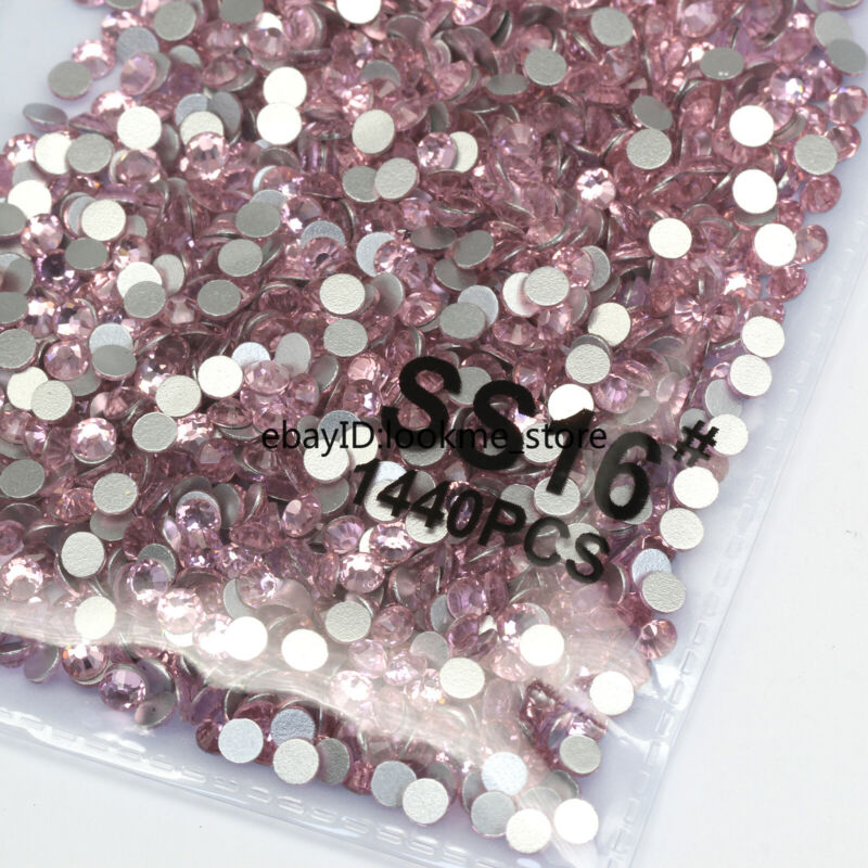 1440pcs 4mm (ss16) Crystal Glass Rhinestones Flatback Gems Nail Art Crafts Decor