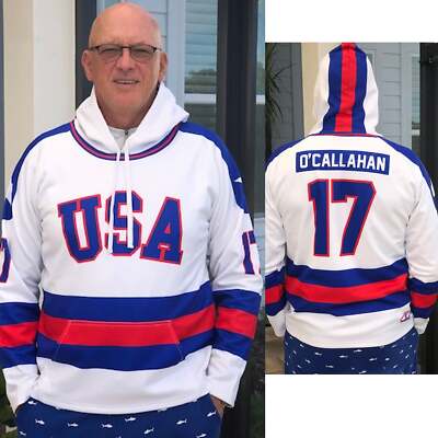 Jack O'Callahan USA Hockey Miracle on Ice 1980 Team Jersey Official Hoodie- Whit