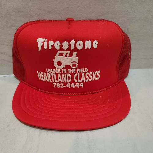 帽子 Firestone 80's Trucker Hat Made in USA Vintage Firestone Snapback Patch Mesh Trucker Hat 80s