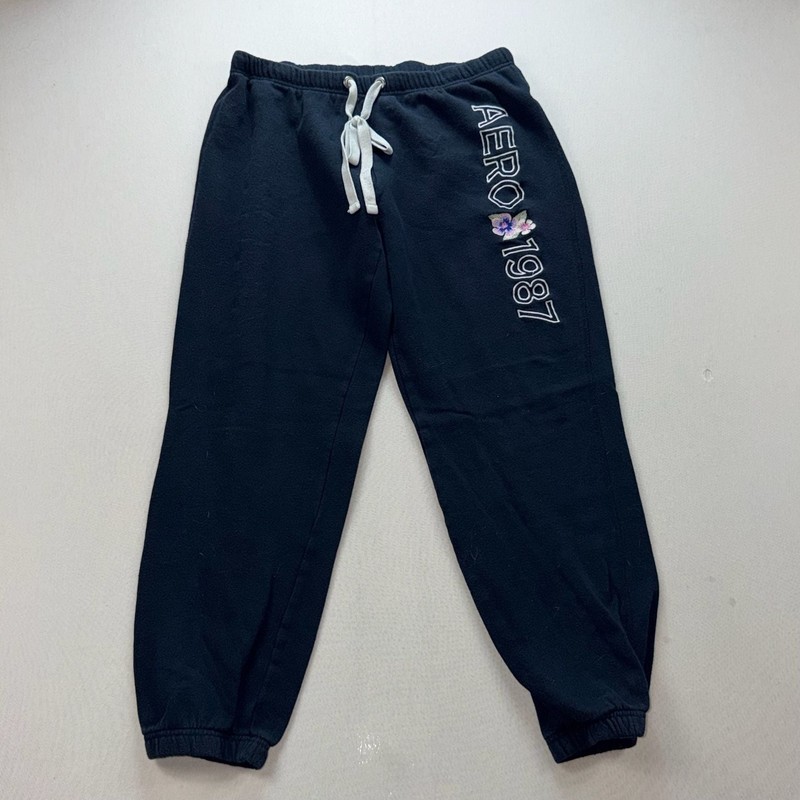 Aeropostale Aero 1987 Women's Navy Blue Sweatpants with Floral Detail