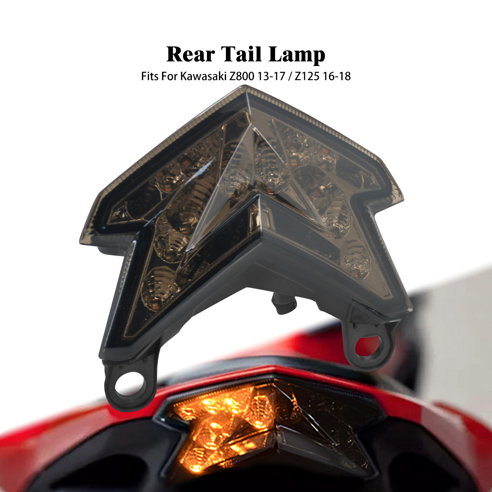 Turn Signal Integrated Tail Light Somke Lens For Kawasaki 13-18