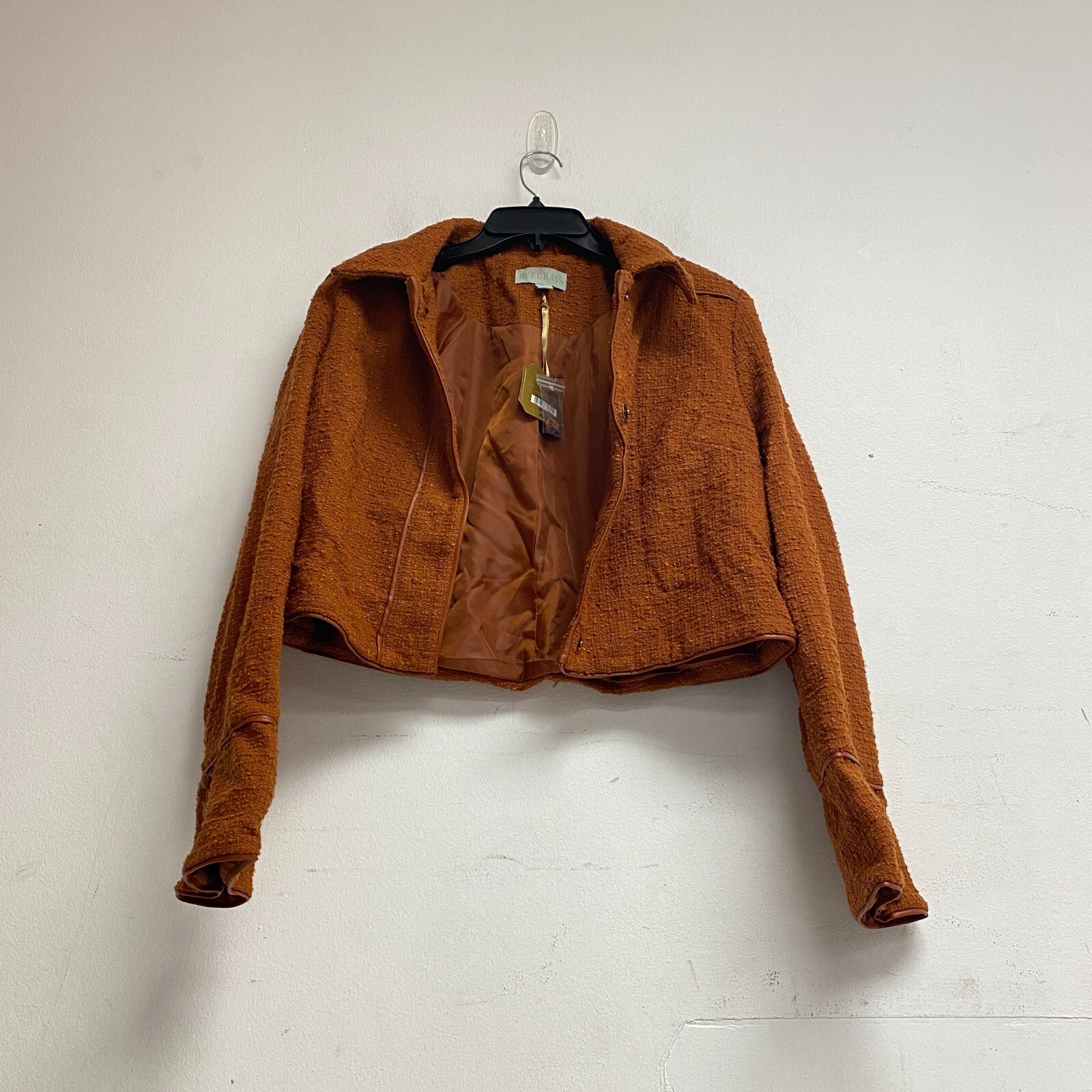 Rye Grass Long Sleeve Crop Top Textured Jacket Color Colorado Rust Size Medium