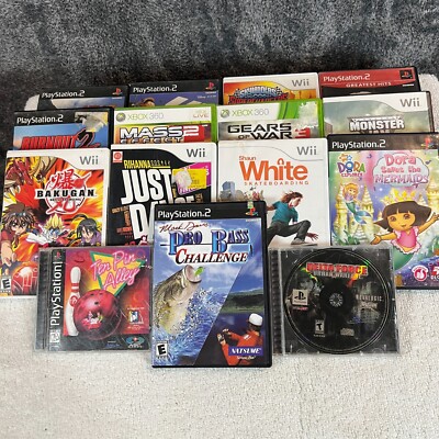 Lot of 15 Video Games Xbox 360 PS2 PS1 Wii Bulk Bundle Assorted Consoles