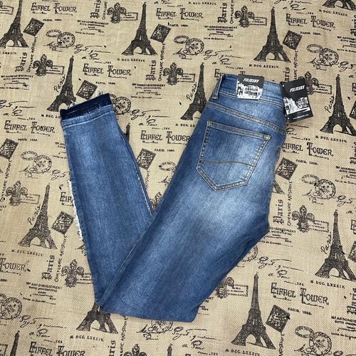 関送込 Faychui flake Full-Print Spliced Jeans Fil Jeans NWT! Washed Denim Patched Super Skinny Jeans Size
