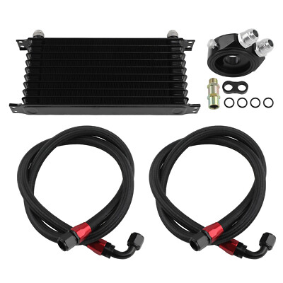 universale 10 Row-10AN Engine Transmission Oil Cooler Radiatore olio Filter Kit
