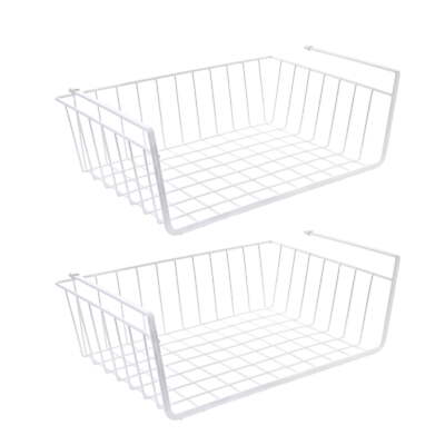 Mainstays White Wire Under Cabinet Baskets - 2 Count - Measures 16x10.25x5.5 in.