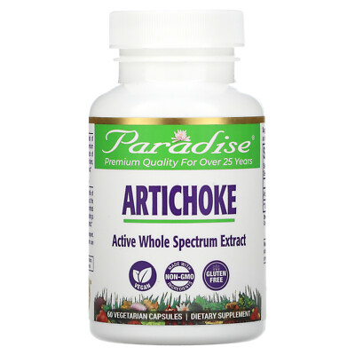 Paradise Herbs Artichoke 60 вегетарианских капсул без глютена, без консервантов,