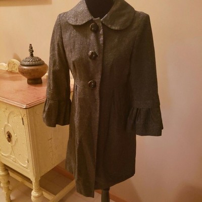 Charles Gray London Women's Wool Black Metallic Sparkle Coat -Small