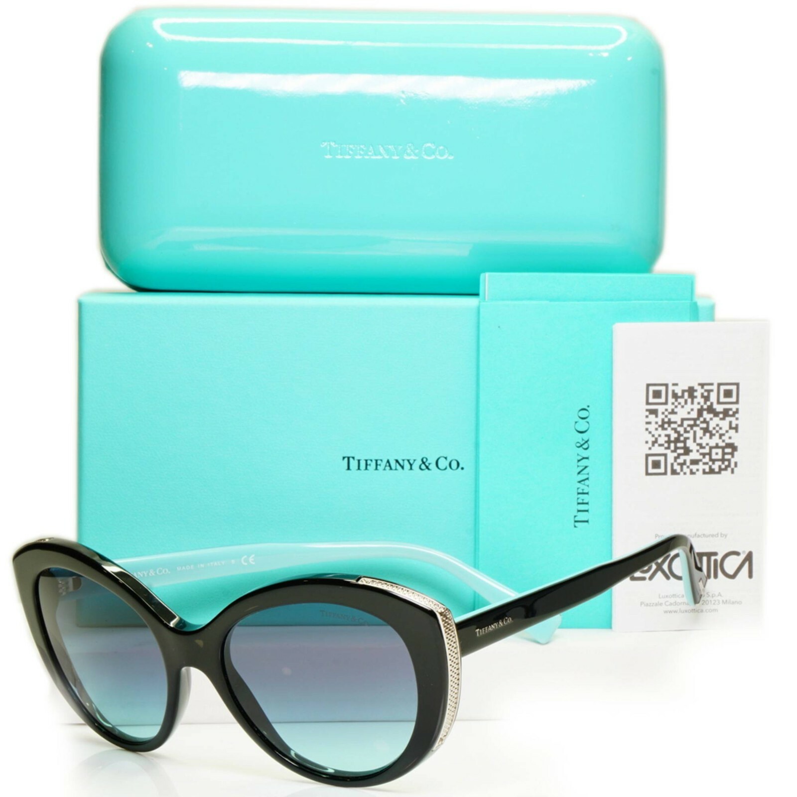 Tiffany & Co Blue Black Gradient Sunglasses Silver Diamond