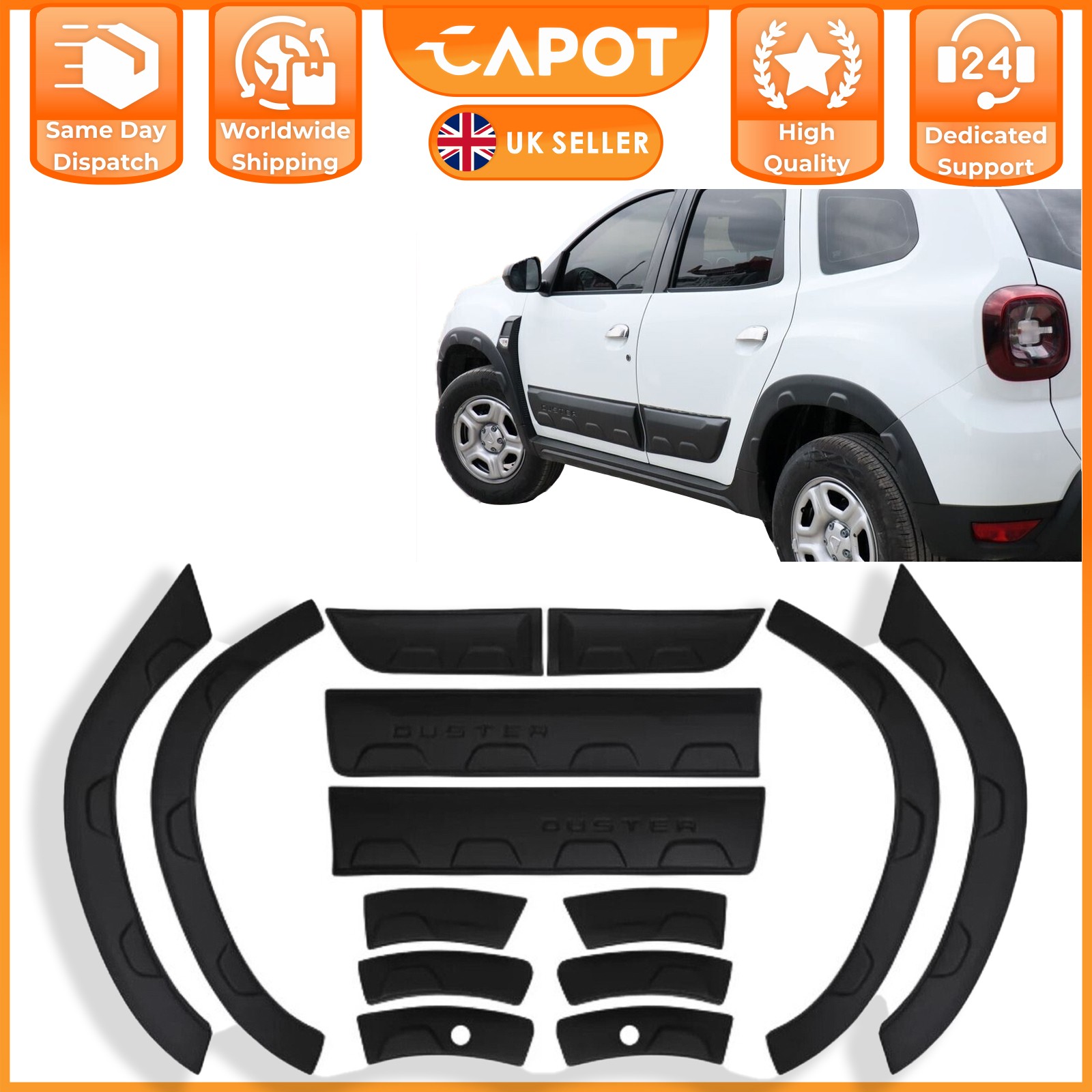 For Dacia Duster 18-23 Fender Flare & Door Moulding Body Kit Off Road 12+2 Pcs