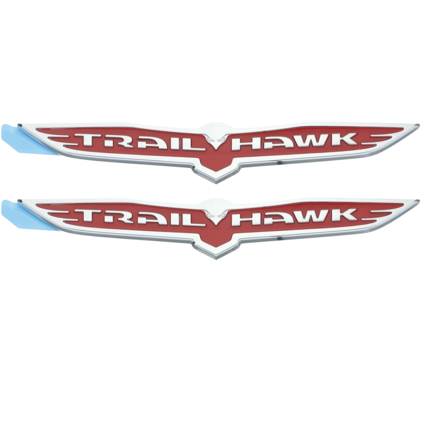 Set of 2 Jeep Grand & Cherokee Chrome & Red Wing Trailhawk Emblems Mopar 14-2023