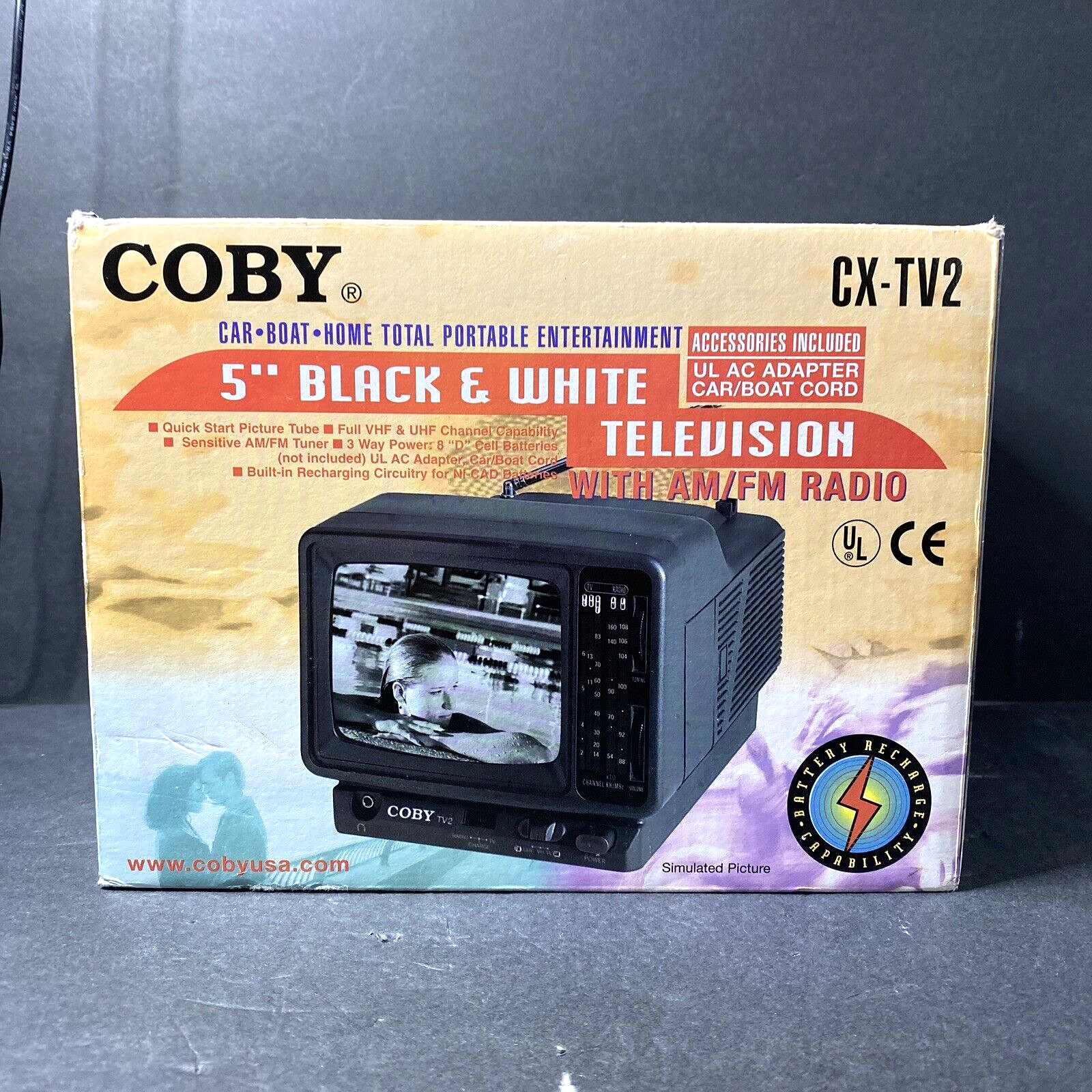 Coby CX-TV2 5" Portable Black & White Television AM/FM Radio