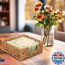 Gtencemen Square Cocktail Napkin Holder Rattan Napkin Holders for Kitchen Bathroom Flat Napkin Holder Tray Farmhouse Napkin Holders for Table Woven Guest Towel Holder, 6