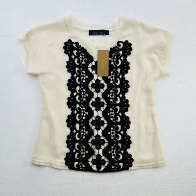Blue Rain Francesca s Shirt Womens Small White Black Blouse Sheer Ladies NEW