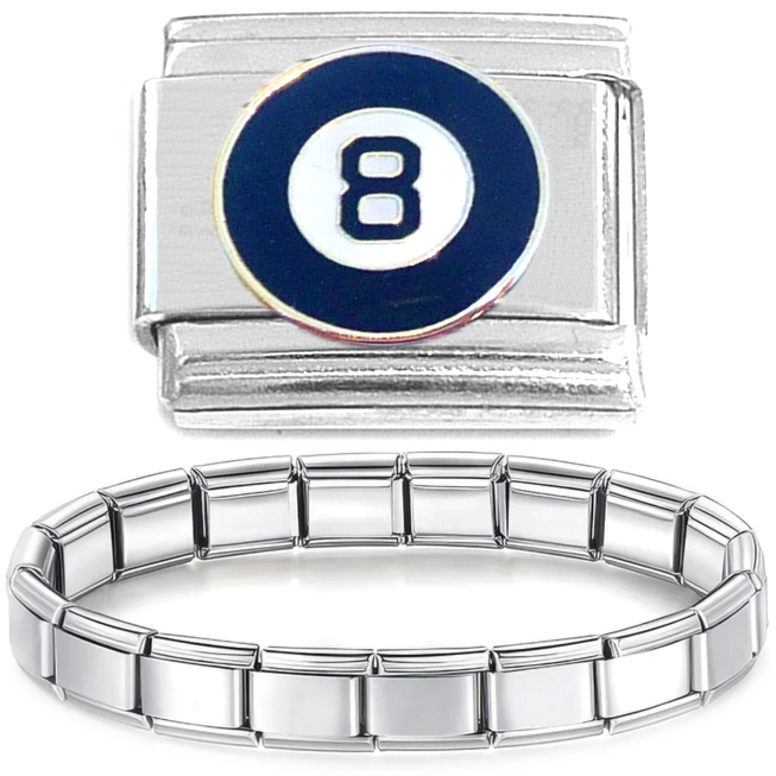 Starter Bracelet and Billiards 8 Ball Italian Charm - 90s