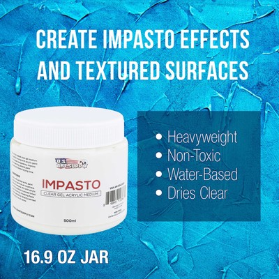 U.S. Art Supply Impacto Clear Gel Acrylic Medium, 500ml Tub