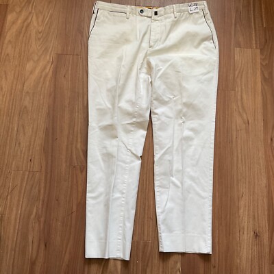 PT01 Men's White Twill Cotton Dress Pants 34x29  Made in Italy