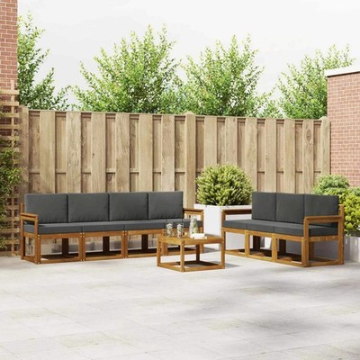 Outdoor Sofa Set with Cushion 8 pcs Natural and Anthracite
